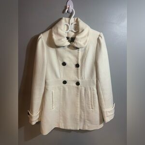 Ricki's White Pea Coat with Plush Collar